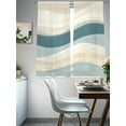 thumbnail image 4 of Abstract Wave Effect Sheer Curtains 72 Inches Long 2 Panels Watercolor Blue Stripe Light Filtering Semi Sheer Window Curtains Drapes for Bedroom Living Room 52"x72", 4 of 7