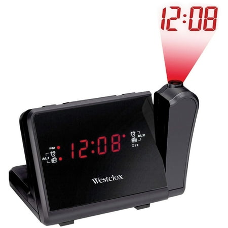 Westclox Black Digital Red Led Projection Dual Alarm Clock Radio 6 05w X 4 1d X 4 1h In