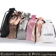 thumbnail image 2 of Bolsa de regalo de seda, bolsa de satén con cordón, bolsa de lujo para guardar joyas, cosméticos, maquillaje, teléfono móvil y zapatos, para negocios, 2 of 5