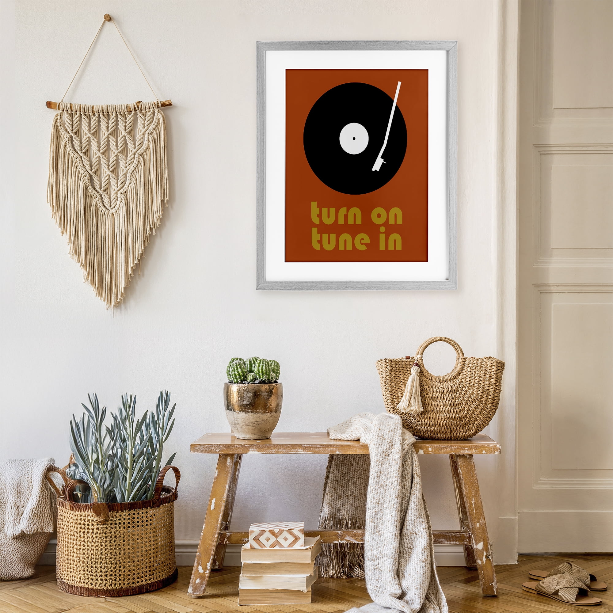 Stupell Industries Turn On Tune In Gray Framed Print Under Glass, design by Tom Quartermaine