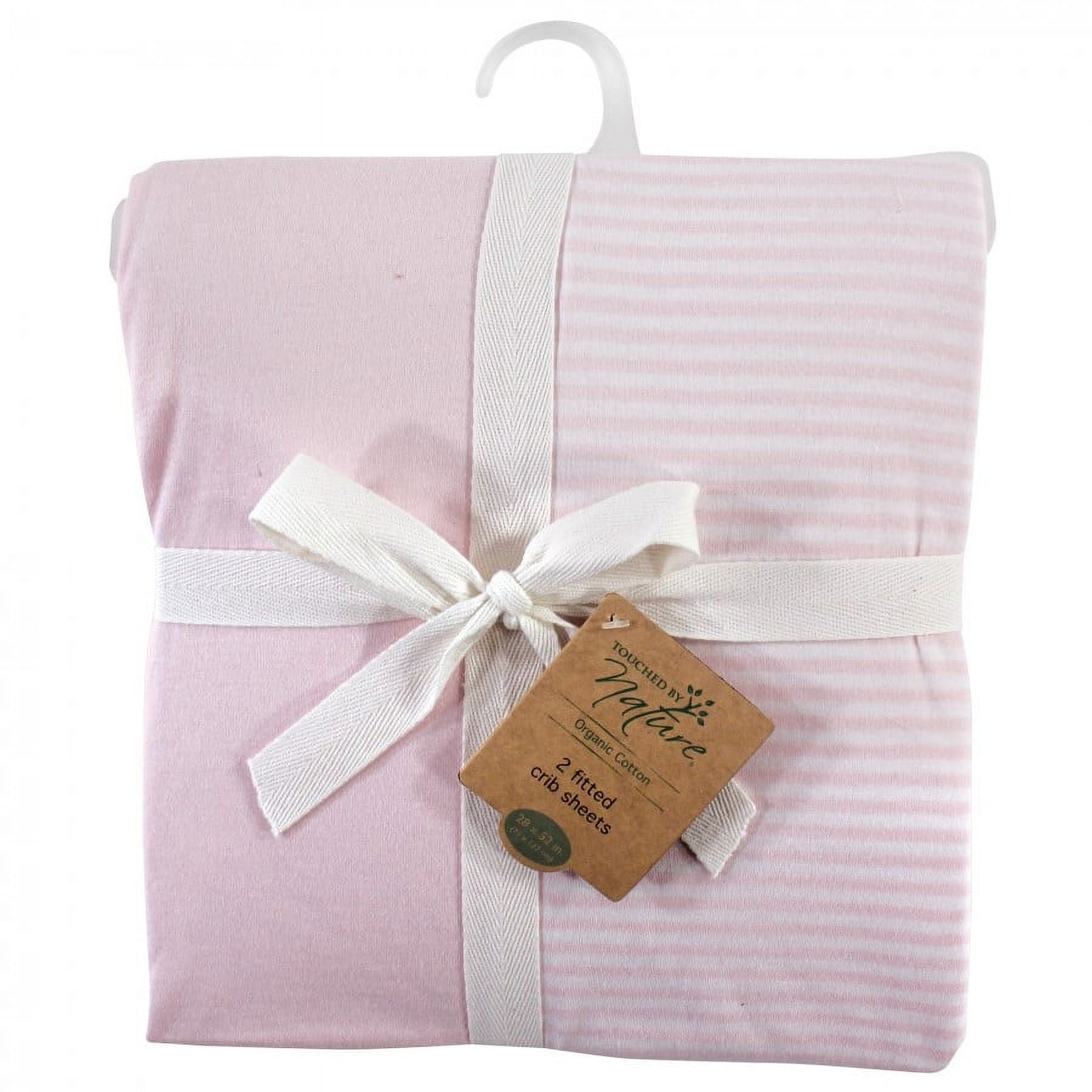 Touched by Nature Baby and Toddler Girl Organic Cotton Crib Sheet, Barely Pink, One Size