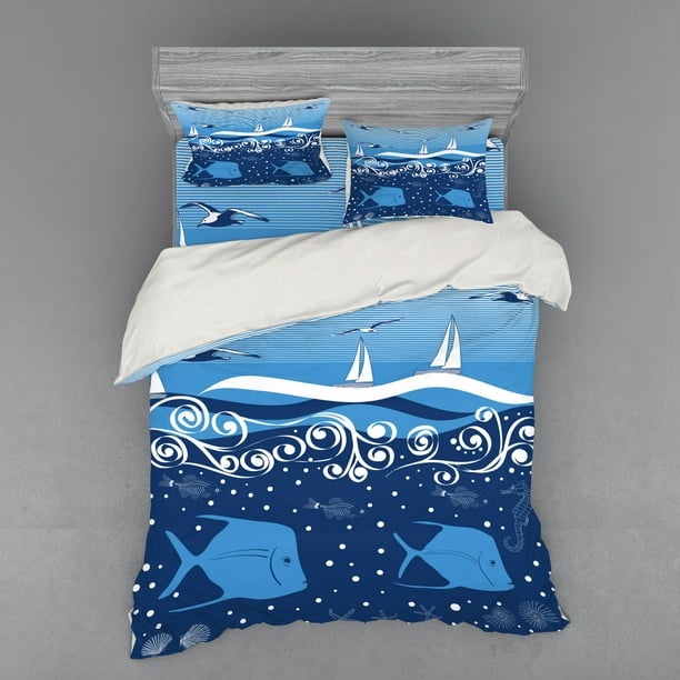 Seagulls Duvet Cover Set Underwater Ilration Tropical Fish Sailboats Curling Waves Birds And Sea Life Bedding With Shams Fitted Sheet 3 Sizes By Ambesonne Com - Sea Life Bedding Twin Xl Seagulls Duvet Cover Set Underwater Ilration Tropical Fish Sailboats Curling Waves Birds And Sea Life Bedding With Shams Fitted Sheet 3 Sizes By Ambesonne Com - Sea Life Bedding Twin Xl