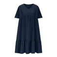 thumbnail image 7 of Kaemgyyd Women's Summer Dresses Trendy Pleated Ruffle Hem Beach Sundress Casual V Neck Tiered Loose Short Sleeve Mini Dress, 7 of 7