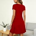 thumbnail image 3 of Women's Summer Short Sleeve Lounge Mini Dress, Loose Crewneck A-Line Swing Casual T-Shirt Dresses with Pockets, 3 of 7