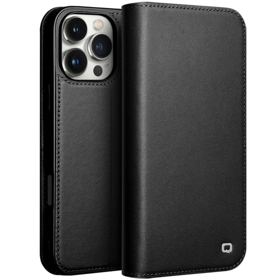 Case for iPhone 16/16 Plus/16 Pro/16 Pro Max, Genuine Leather TPU Inner Shell with 2 Card Holder and Kickstand Function Wallet Cover