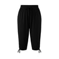 thumbnail image 6 of VBVC Women's Plus Drawstring Loose Capri Joggers , Casual Summer Stretchy Pants For Women , Ladies' Comfy Adjustable Hem Crop Trousers with Pockets, Black , XL-5XL, 6 of 8