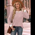 thumbnail image 4 of Camisas de Larga para Mujer, Suéteres, Conjuntos de Otoño, Bloques de Color, Ropa de Invierno, Elegantes, Informales, Suaves. Rosa XXL, 4 of 7