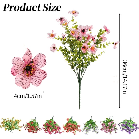 Clearance! a Bunch of Artificial Plants and Flowers for Outdoor Decoration Plastic Spring and Summer Flowers Colorful Daisies and Morning Glories Hanging Flowerpots Suitable