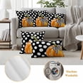 thumbnail image 6 of Orange Pumpkin Outdoor Waterproof Pillow Covers, Fall Thanksgiving Black White Polka Dot Decorative Square Throw Pillowcase Sofa Cushion Sham for Patio/Couch/Chair, 16"x16" 2 Pack, 6 of 8