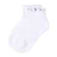 thumbnail image 6 of Memoi 3 Pair Girls Ruffle-Cuff Ribbed Cotton-Rich Mid-Cut Quarter Socks, 10-12, Black, 6 of 6