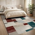 thumbnail image 3 of ODIKA 8'x10' Washable Area Rug Geometric Abstract Mosaic Grid Distressed Vintage Contemporary for King Size Bedroom Under Bed, Master Suite, Non-Shedding, Easy Care, 3 of 7