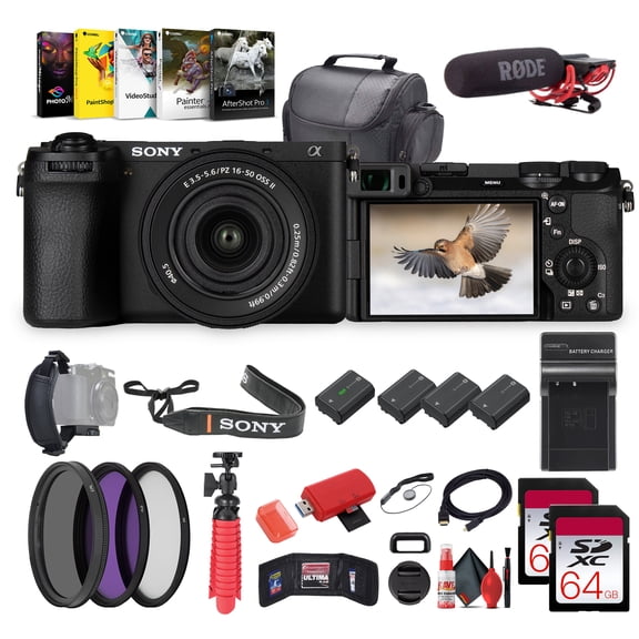 Sony a6700 Mirrorless Camera with 16-50mm II Lens Bundle   Microphone, 2 x 64GB Cards (International Model)