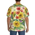 thumbnail image 5 of KLL Sunflower Cornflower Poppy Print Men's Shirt Short Sleeve Button Down Summer Cuba Beach Shirts- 3X-Large, 5 of 7