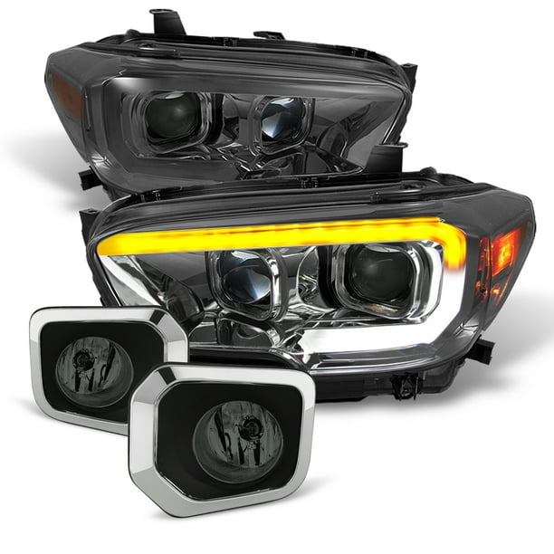 Fits 20162023 Toyota SR SR5 Black Smoked LED DRL Headlights