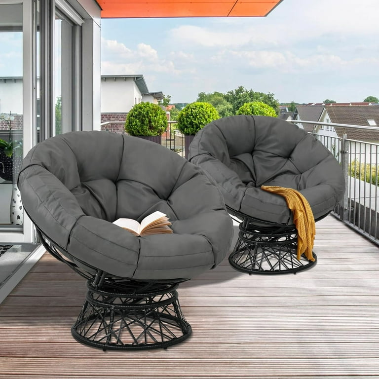 KROFEM Oversized 360 Swivel Rattan Papasan Circle Chair Living