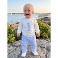 thumbnail image 6 of RUINIXCW Baby Boy 1st Birthday Outfits Number Letter Embroidery Crew Neck Long Sleeve Sweatshirt and Plaid Pants 2 Piece Set, 6 of 6