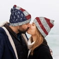 thumbnail image 5 of Disketp America Flag Glitter Winter Beanie for Men Women Beanie Knit Hat Cuffed Cap Beanie Knit Chunky Snow Cap, 5 of 6