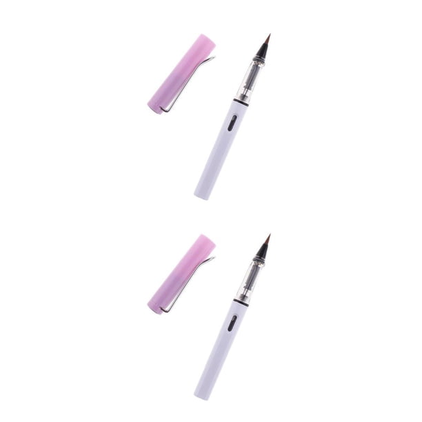 Bearachild Calligraphy Painting Arts Pocket Refillable Fountain Brush Pen 2piezas Blanco Púrpura
