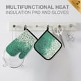thumbnail image 4 of Yayeee Oven Mitts and Pot Holder Set of 2 Heat Resistant Kitchen Gloves Baking Hot Pad, Green and White Pattern, 4 of 5