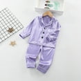 thumbnail image 2 of Swuxness Toddler Silk Home Set, Plus Size Sets for Kids, Children's Silk Printed Home Clothing Color Ding Imitation Silk Long Sleeved V-neck+long Pants Purple, 4 Years, 2 of 4