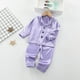 thumbnail image 2 of Odeerbi 1-5 Años Niños Niñas Pijama de Satén Con Solapa Entallada Camisa de Manga Larga Conjunto Suave Seda Ropa de Dormir Seda Conjuntos de Pijamas de Dos Piezas, 2 of 4