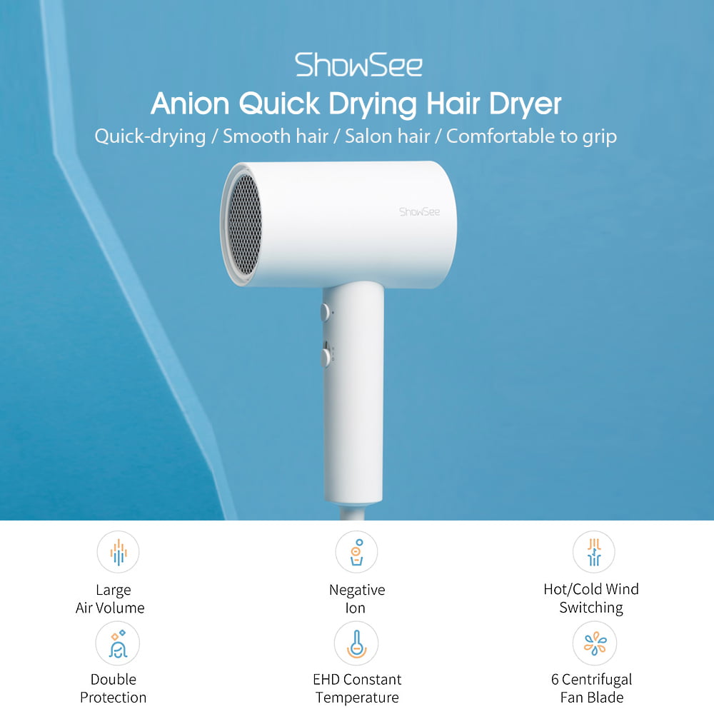 Xiaomi Youpin Anion Hair Dryer CMJ02LXW 1600W Negative Ionic Blow Dryer for K6X9 