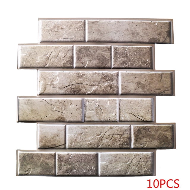 Calcomanía Pared 3D anticolisión pegatina Pared extraíble PVC Irregular ladrillo panel Pared decoraciones artísticas 10 Piezas Scienceny JJ24094-01