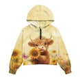 thumbnail image 5 of Xixirimido Yellow Highland Cow Sunflower Pattern Girls' Hoodies Sweatshirts with Pocket Half Zipper Pullover Crop Tops for Teen Girls Long Sleeve Sweater Size 9-10 Years, 5 of 7