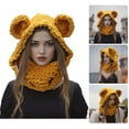 thumbnail image 2 of Weflink Bear Ear Knitted Scarf Hat Winter Warm Hat Thicken Face Neck Gaiter Balaclava For Women Snow Sport And Outdoor Activity, 2 of 17