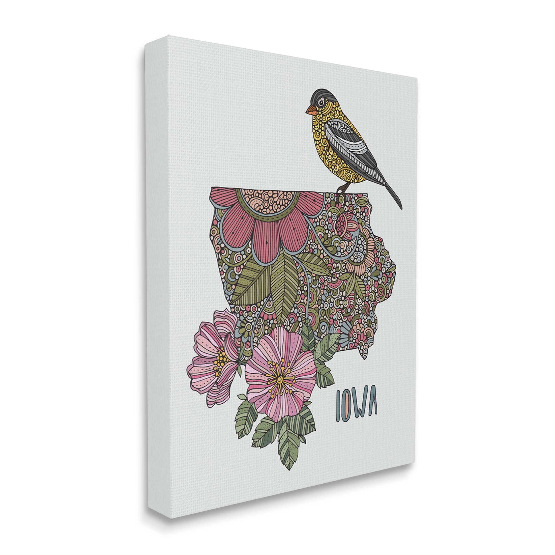 Stupell Industries Iowa Mandala Pattern State Graphic Art Gallery Wrapped Canvas Print Wall Art, Design by Valentina Harper