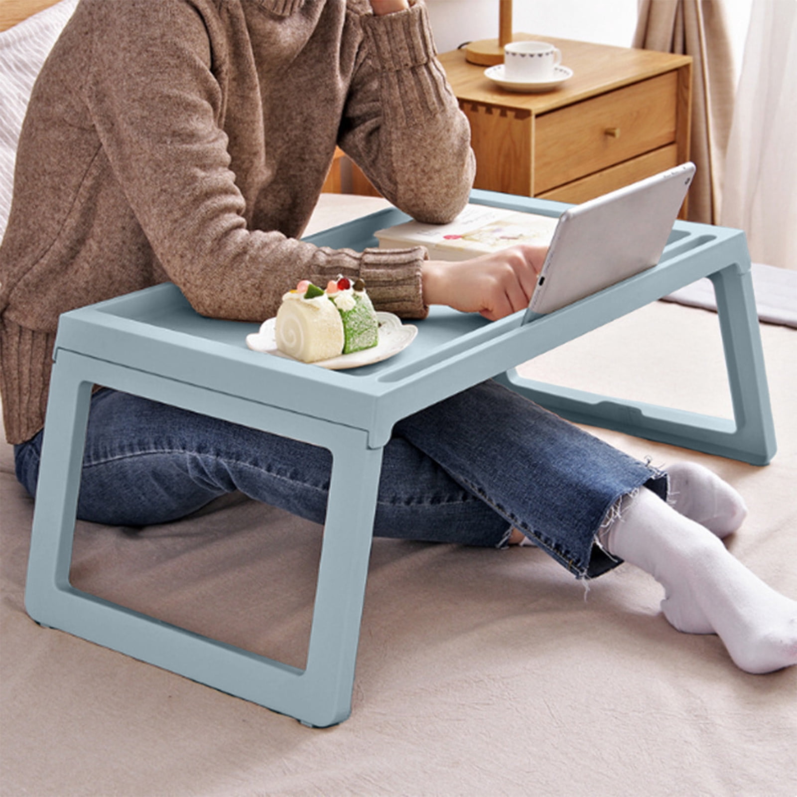 Plastic Folding Table On Bed Foldable Computer Table Storage Desk ...