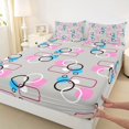 thumbnail image 5 of Castle Fairy Abstract Overlap Circle King Sheets 4pcs,Geometric Rounded Rectangle Bedding,Hot Pink Cyan Gray,1 Flat Sheet, 1 Fitted Sheet and 2 Pillowcases, 5 of 7