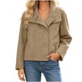 thumbnail image 2 of WIZUTIZ Women's Solid Color Button Front Jacket Turn Down Collar Long Sleeve Loose Casual, 2 of 7