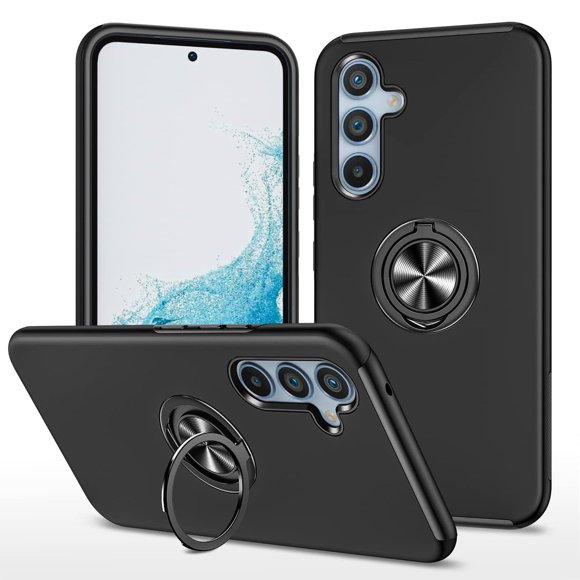 [PST] Samsung Galaxy A55 Ring Case, Hybrid Magnetic Kickstand Case Cover with Invisible Ring Stand