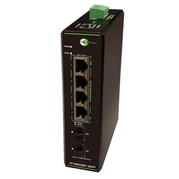 Tycon Systems 4x 802.3BT 2x SFP Management DIN Gigabit PoE Switch