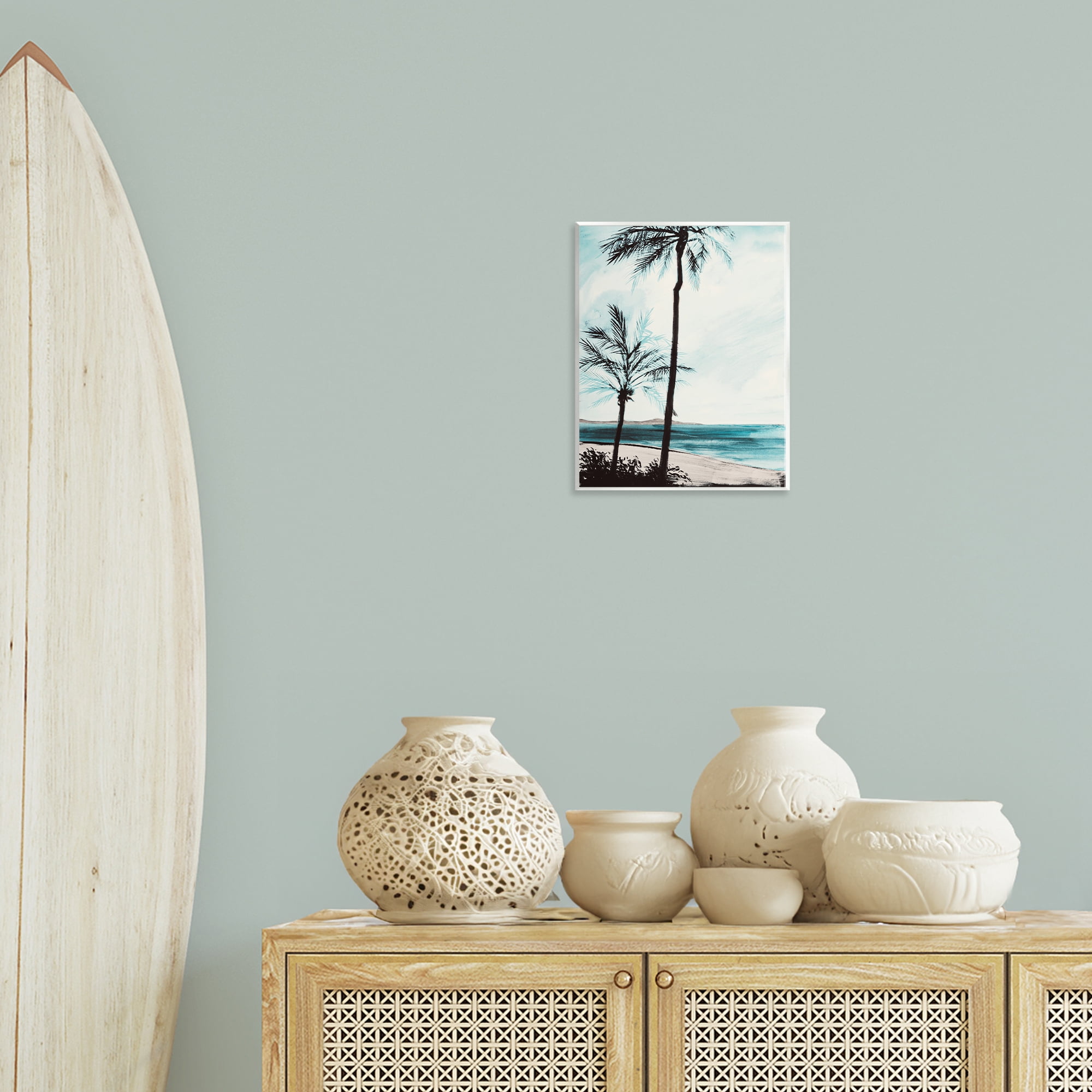 Stupell Industries Beach Palm Silhouettes Coastal Painting Unframed Art Print Wall Art, 11 x 14