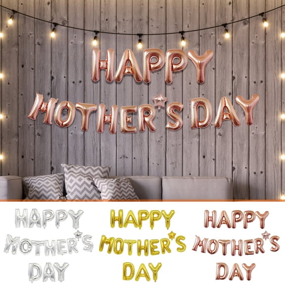 Iumwxz Mothers Day Gifts Happy Mother'S Day Banner Aluminum Foil Set for Mother'S Day Party Letter Decoration Gifts for Mom Plastic Up to 45% off