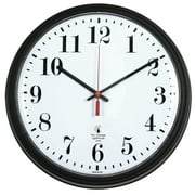 Angle View: 13.75" Blk Contract Clock, 12" Dial, Std. #s, quartz movement