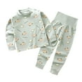 thumbnail image 2 of Spazoro Toddler Child Girls Outfit Sets, Warm Fall Winter Cute Print Casual Sweatshirts and Pants for Girls Green Size 7 T, 2 of 3