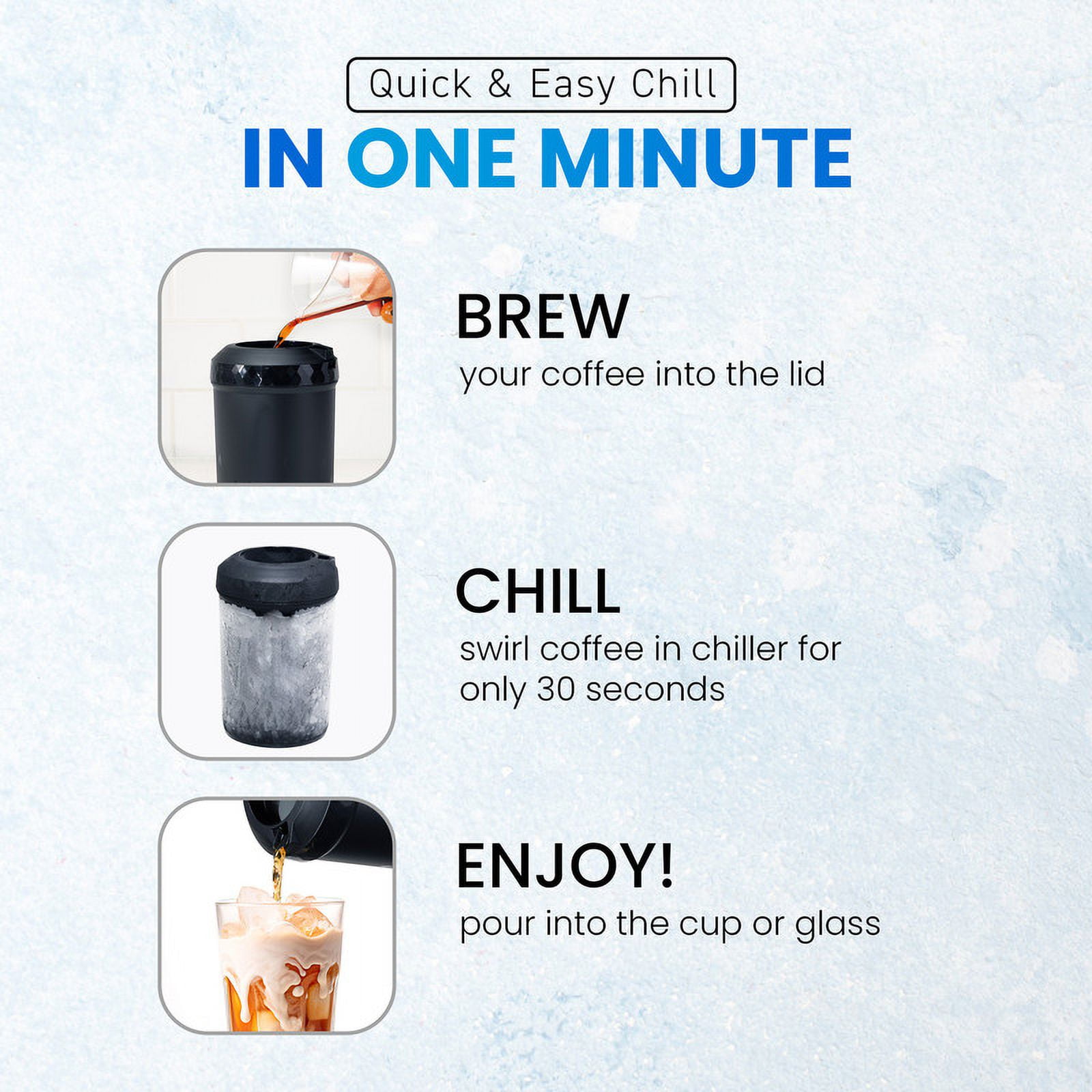 Elite Cuisine EBC0152 HyperChiller Patented Coffee/Beverage Cooler – Ready in One Minute –, Reusable for Iced Tea, Wine Spirits, Alcohol, Juice, 12.5 OZ