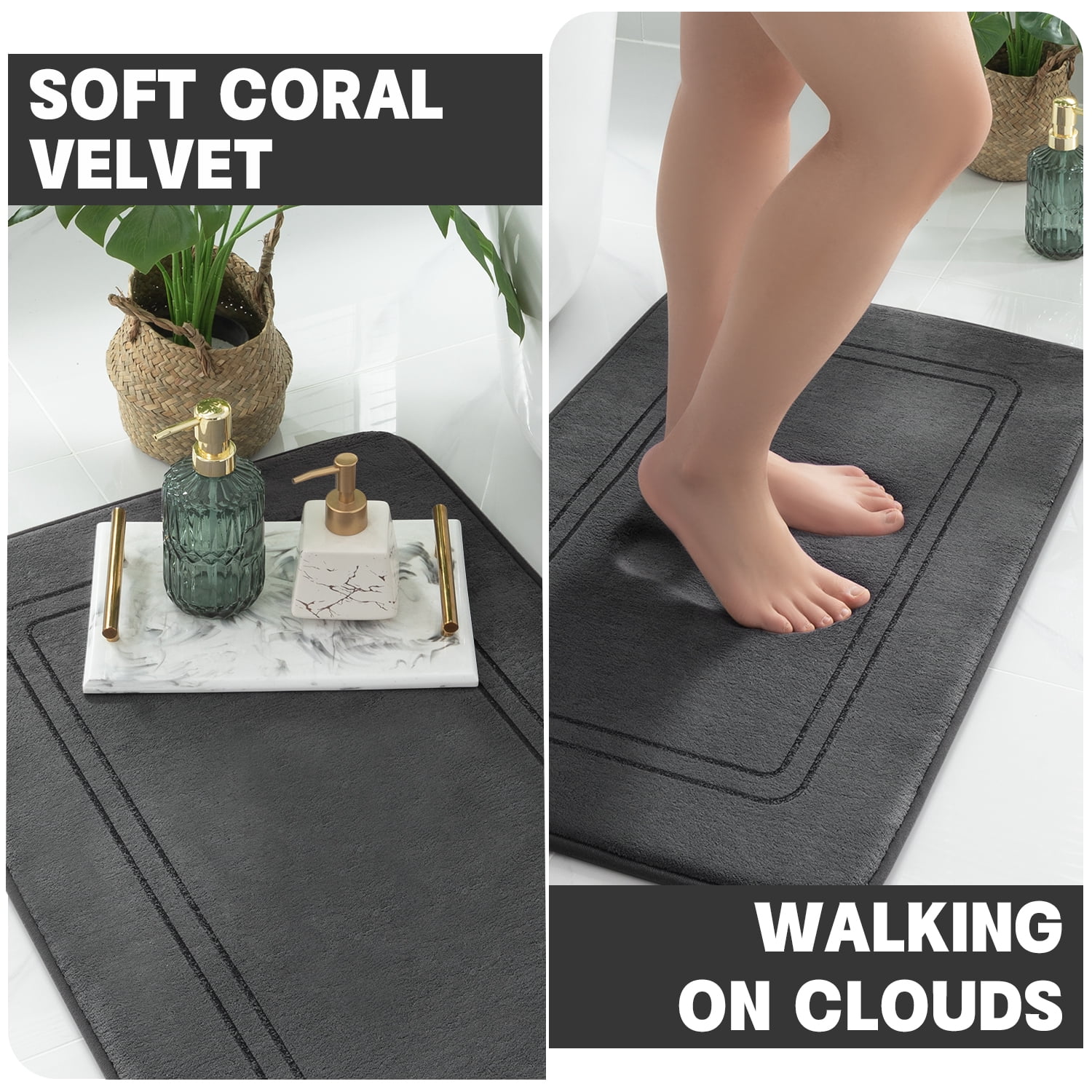 ChakmeOne Bathroom Rugs Sets 5 Piece Super Soft Absorbent Non Slip Bath Mat for Tub & Shower Floor, Toilet Rug & Carpet for Bathroom Decor