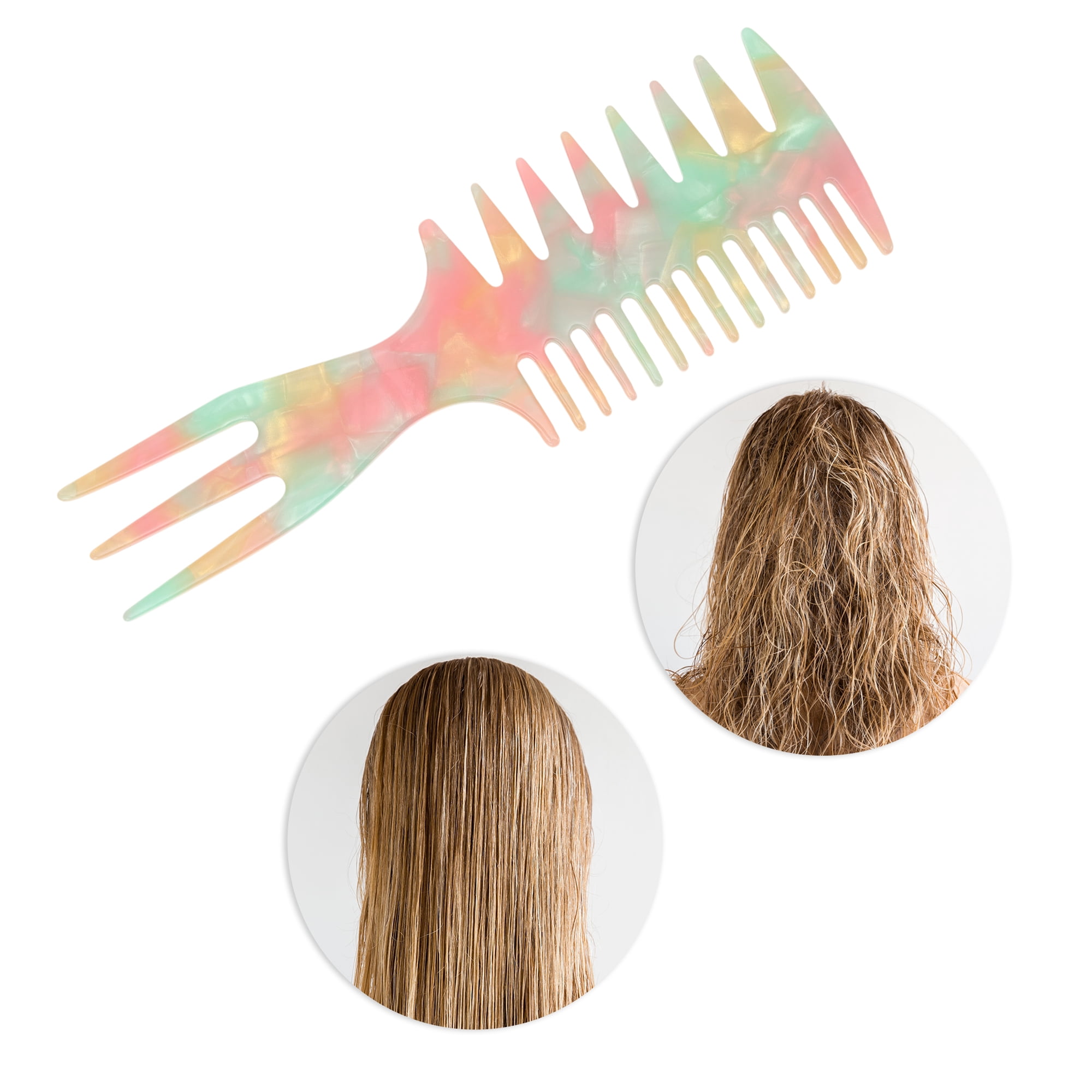 Unique Bargains 1 Pc Fashionable 3 in 1 Fish Bone Hair Comb for All Hair Types Pink, Green