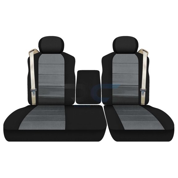 Fits 2001-2003 Ford F150 Velour Seat Covers 40/60 Bench opening Console Int Seat Belts: Blk Charcoal