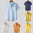 thumbnail image 4 of TIHLMK Mens Tshirts Mens Home Vintage Pure Color Linen Solid Short Sleeve Retro T Shirts Tops Blouse, 4 of 8