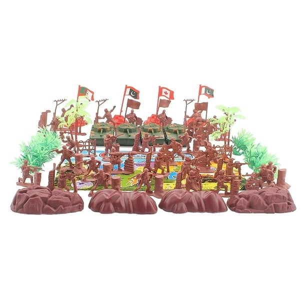 Juego de 52 modelos militares de 4 cm, figuras de soldados de juguete de plástico rojo