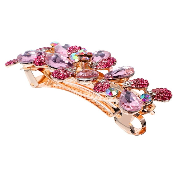 WASHWEPE 4Set Women Hair Barrettes with Rhinestone for Outdoor Activities Pink Color