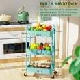 thumbnail image 5 of 3 Tier Rolling Storage Cart, Metal Trolley Utility Cart with Wheels & Hooks, Easy Assembly Organizer Storage Cart for Bathroom Kitchen Office Bedroom (Blue), 5 of 16