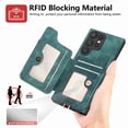 thumbnail image 3 of Phone Case for Samsung Galaxy S23 Ultra 5G Wallet Cell Cover with Tempered Glass Screen Protector Slim Lanyard Wrist Strap RFID Ring Stand Credit Card Holder Slot S23Ultra 23S S 23 23Ultra 6.8 Green, 3 of 11