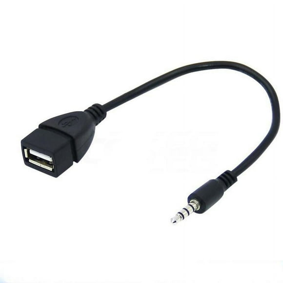 3.5mm Male Audio AUX Jack to USB 2.0 Type A Female OTG Converter Adapter Cable for Car Stereo, MP3 Playback, Data Transfer (18cm Black)