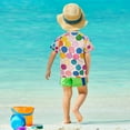 thumbnail image 4 of FORMRS Boys Rash Guard with Short Sleeves UPF 50+ Swim Shirts Sizes 3-12T, Watercolor Circles, 4 of 6